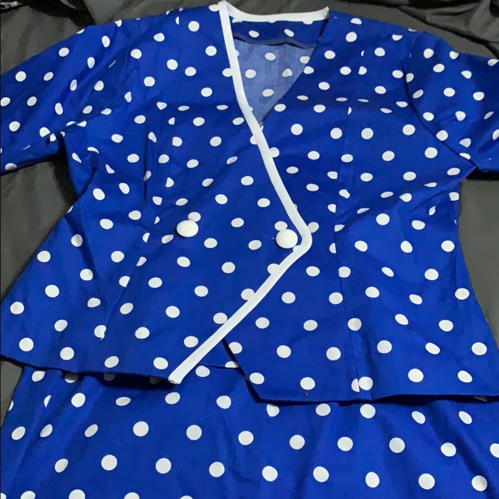 2pc polka dot suit